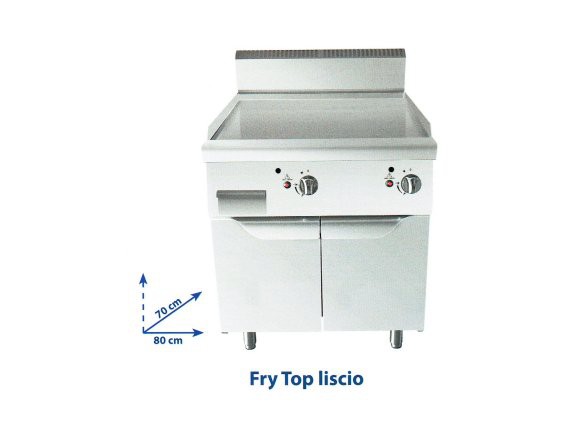 Fry top gas liscio TN7N8N-M-G doppio con mobile.